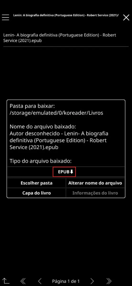 Baixar EPUB pro koreader