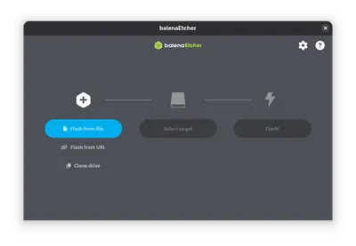 Tela de instalação Balena Etcher